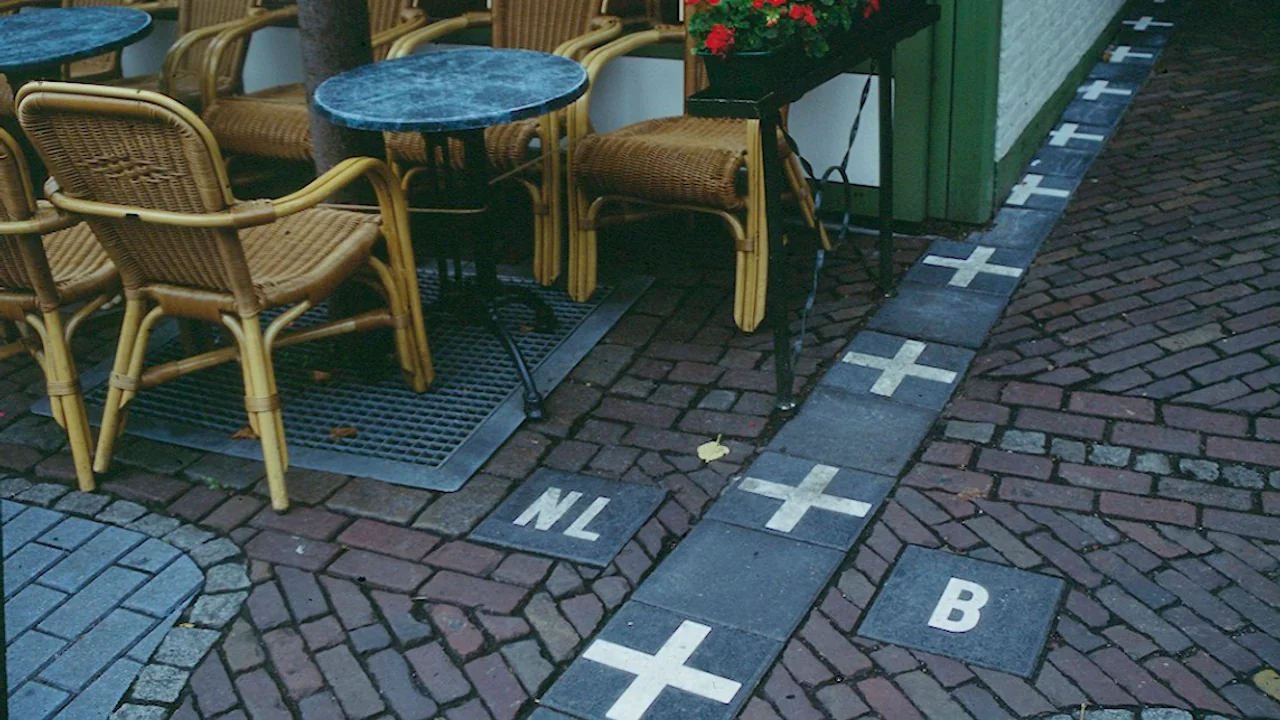 The frontier crossing straight through a local tavern
